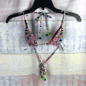 Isabella Rose Swahili Pom Poms Geo Bikini Top NWOT